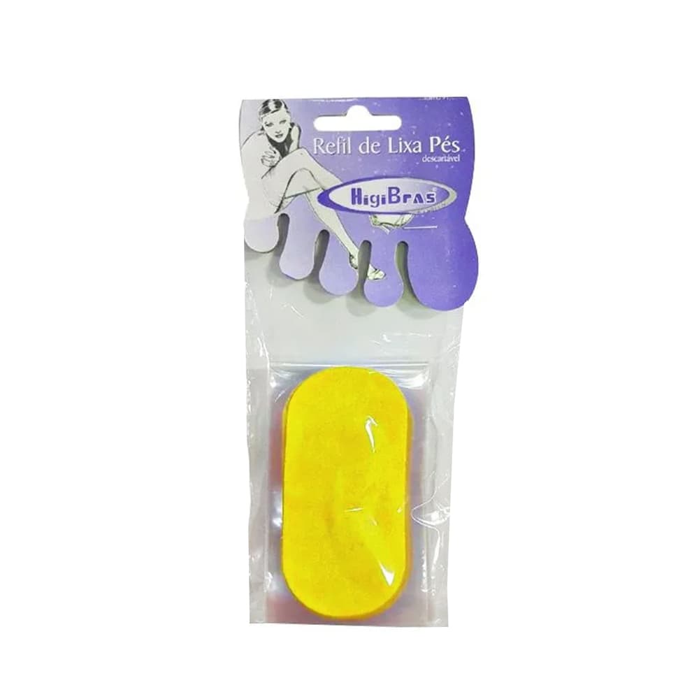 Refil de Lixa de Pé com Protetor Plástico Amarelo 50 unidades 020 HigiBras