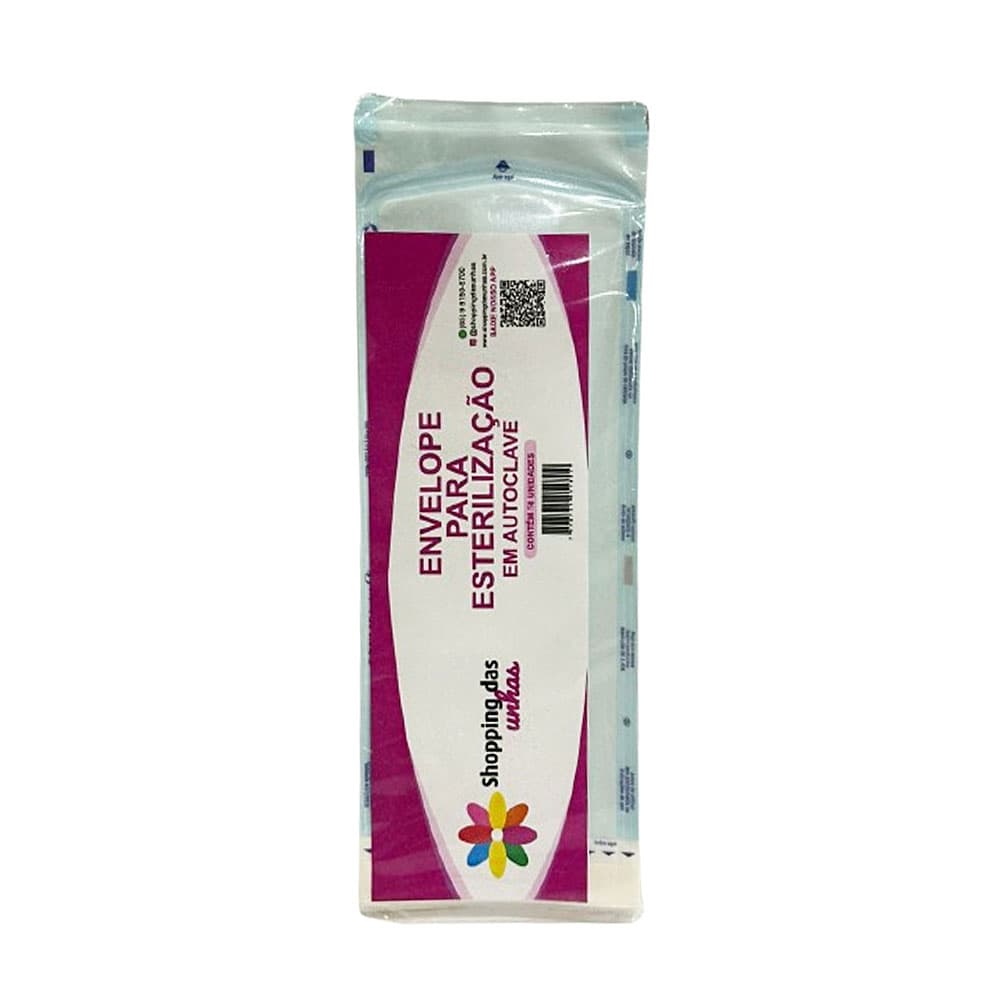 Envelope Autoclave 9x23cm 20 unidades Shopping das Unhas