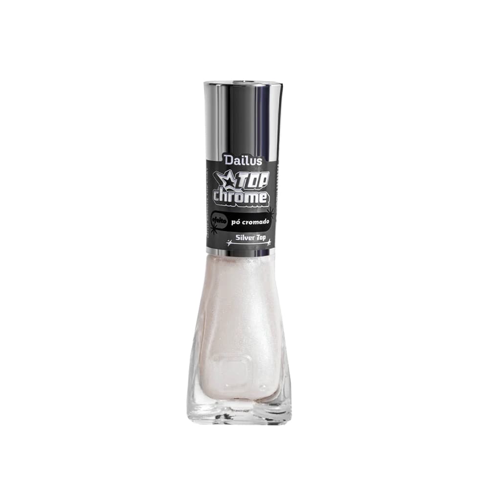 Esmalte Dailus Top Chrome Efeito Po Cromado Silver Top 8ml