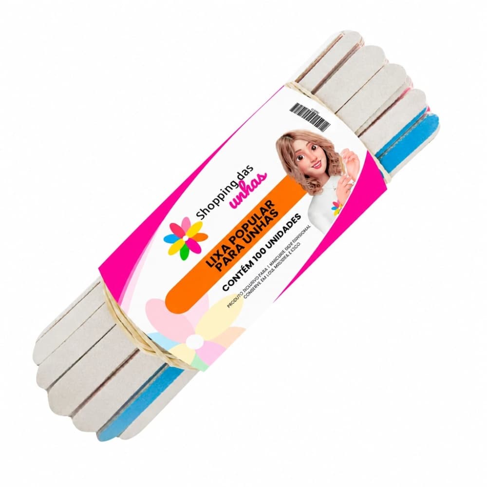 Lixa Tradicional Colorida 16cm 100 Unidades Shopping das Unhas