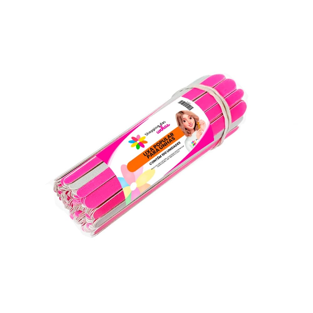 Lixa Tradicional Rosa 16cm 100 Unidades Shopping das Unhas