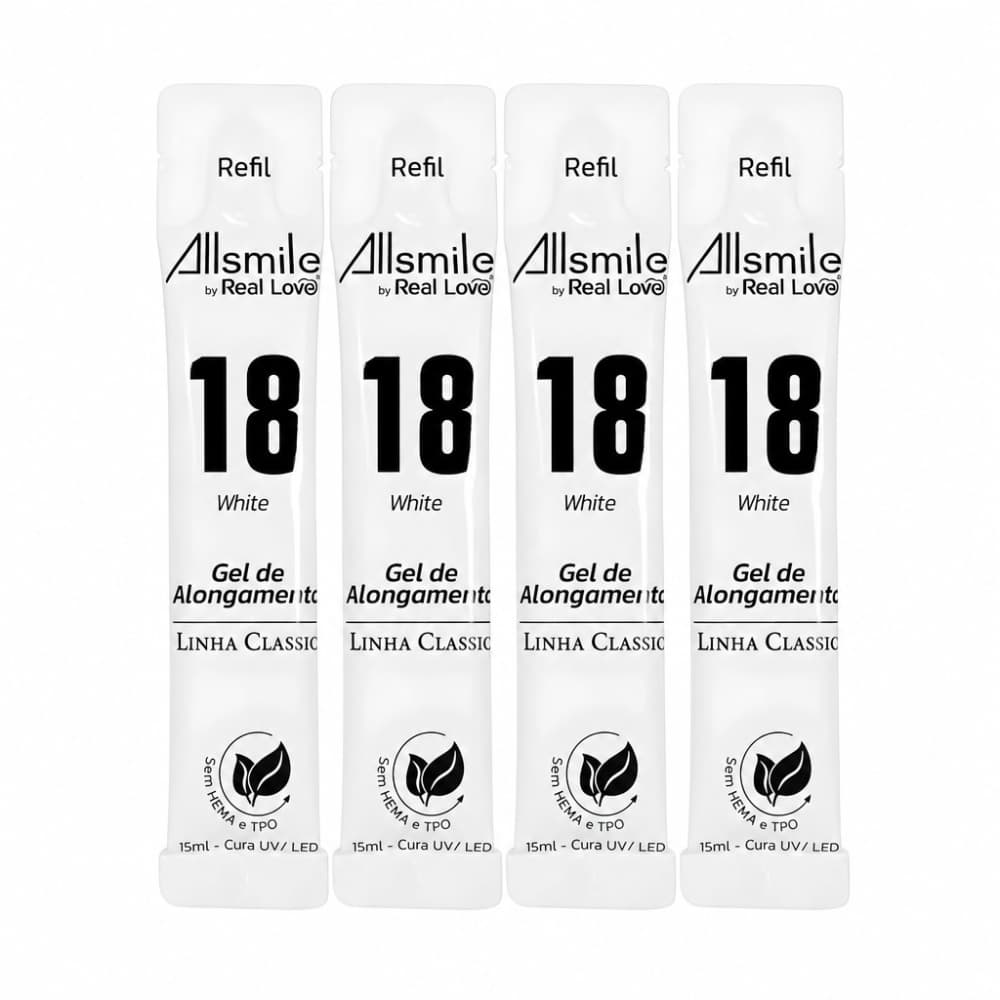 Kit 4 Géis Allsmile by Real Love White 18 Refil 15ml