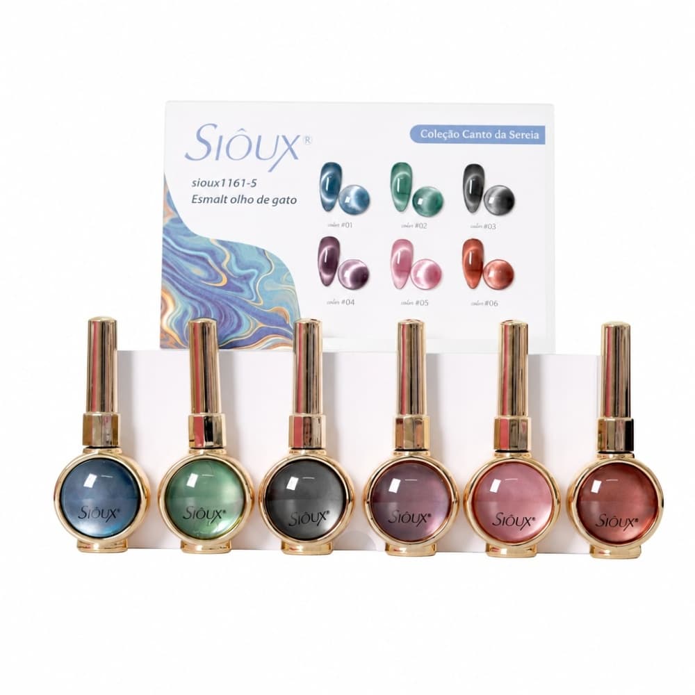 Kit Esmalte em Gel Olho de Gato Coleção Canto da Sereia Sioux 6 unidades