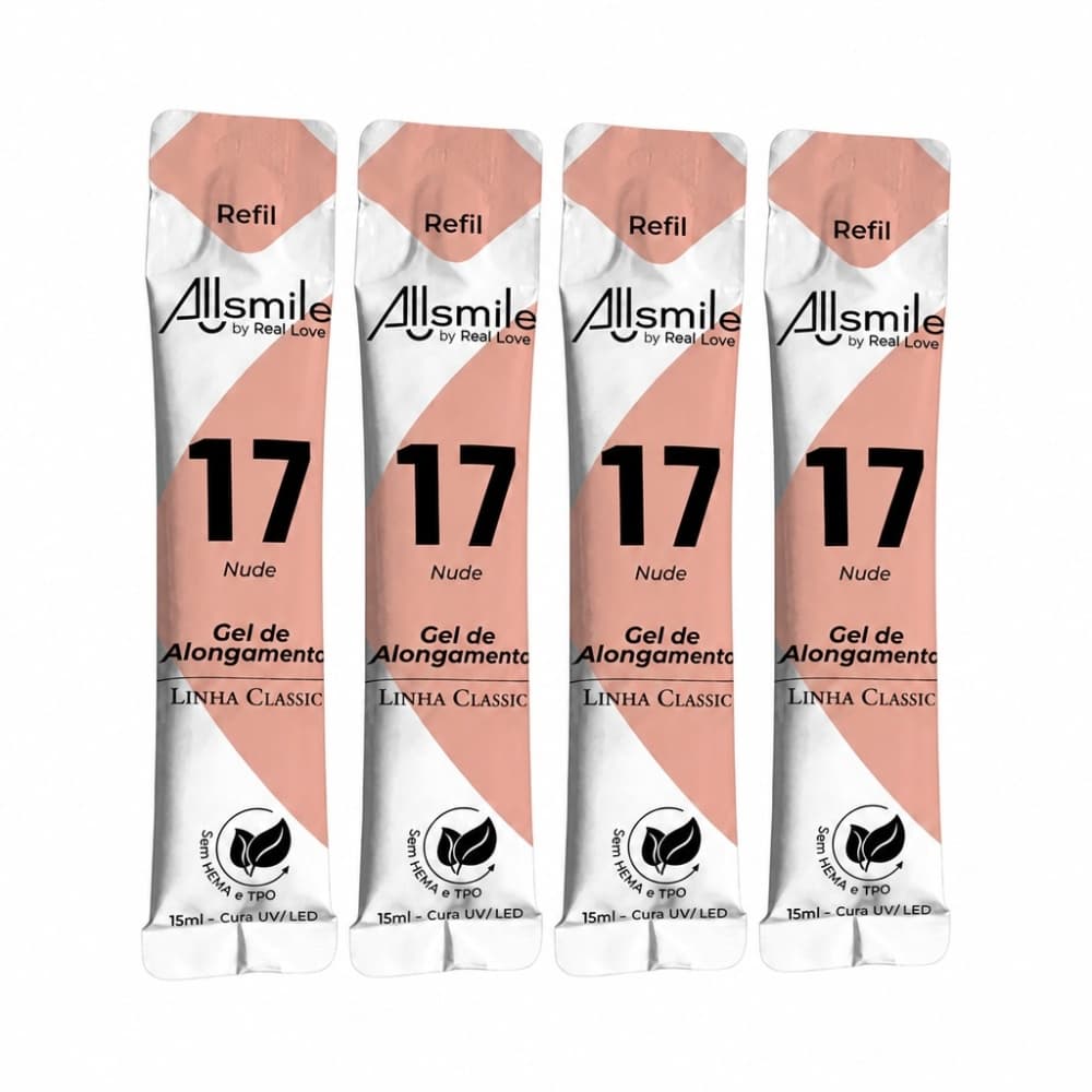 Kit 4 Géis Allsmile by Real Love Nude 17 Refil 15ml
