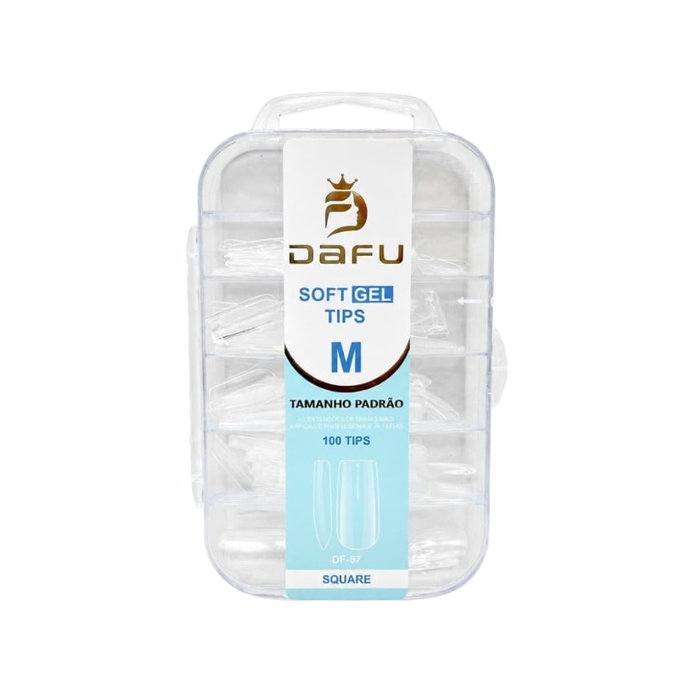 Postiça Soft Gel Quadrada Transparente Dafu 100 unidades