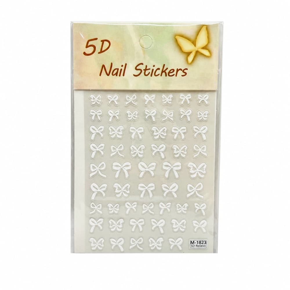 Adesivo 5D Nail Stickers Laço Branco M1823