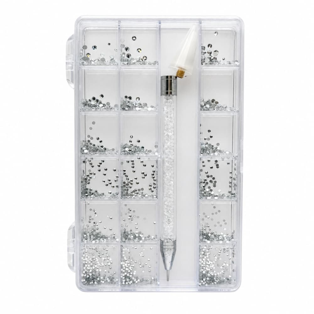 Kit Caneta e Strass Prata Real Love