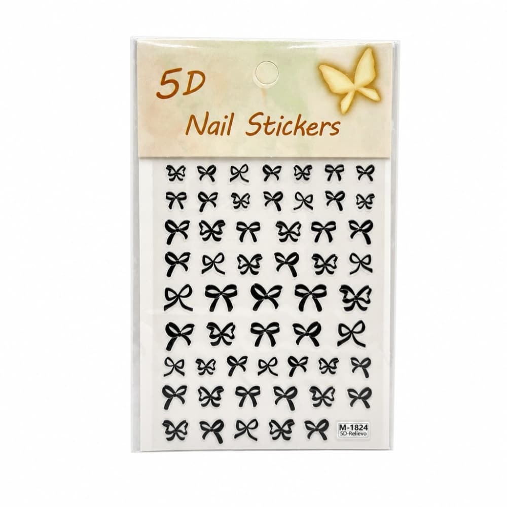 Adesivo 5D Nail Stickers Laço Preto M1824