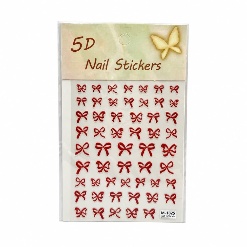 Adesivo 5D Nail Stickers Laço Vermelho M1825