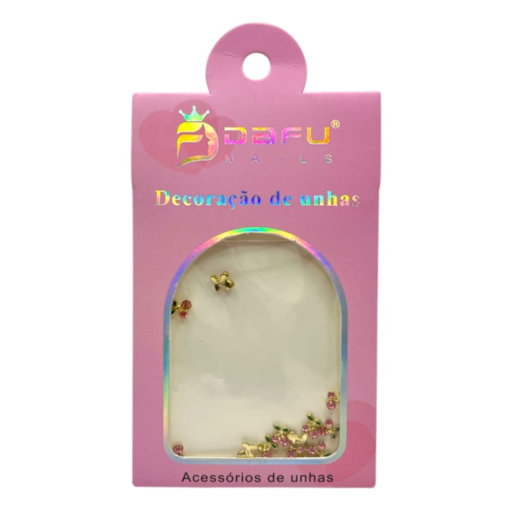 Decoração de Unhas Cereja Rosa Dafu