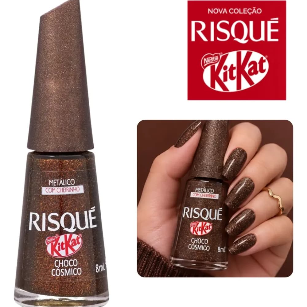 Esmalte Risqué Kitkat Choco Cósmico Metálico Escuro 8ml