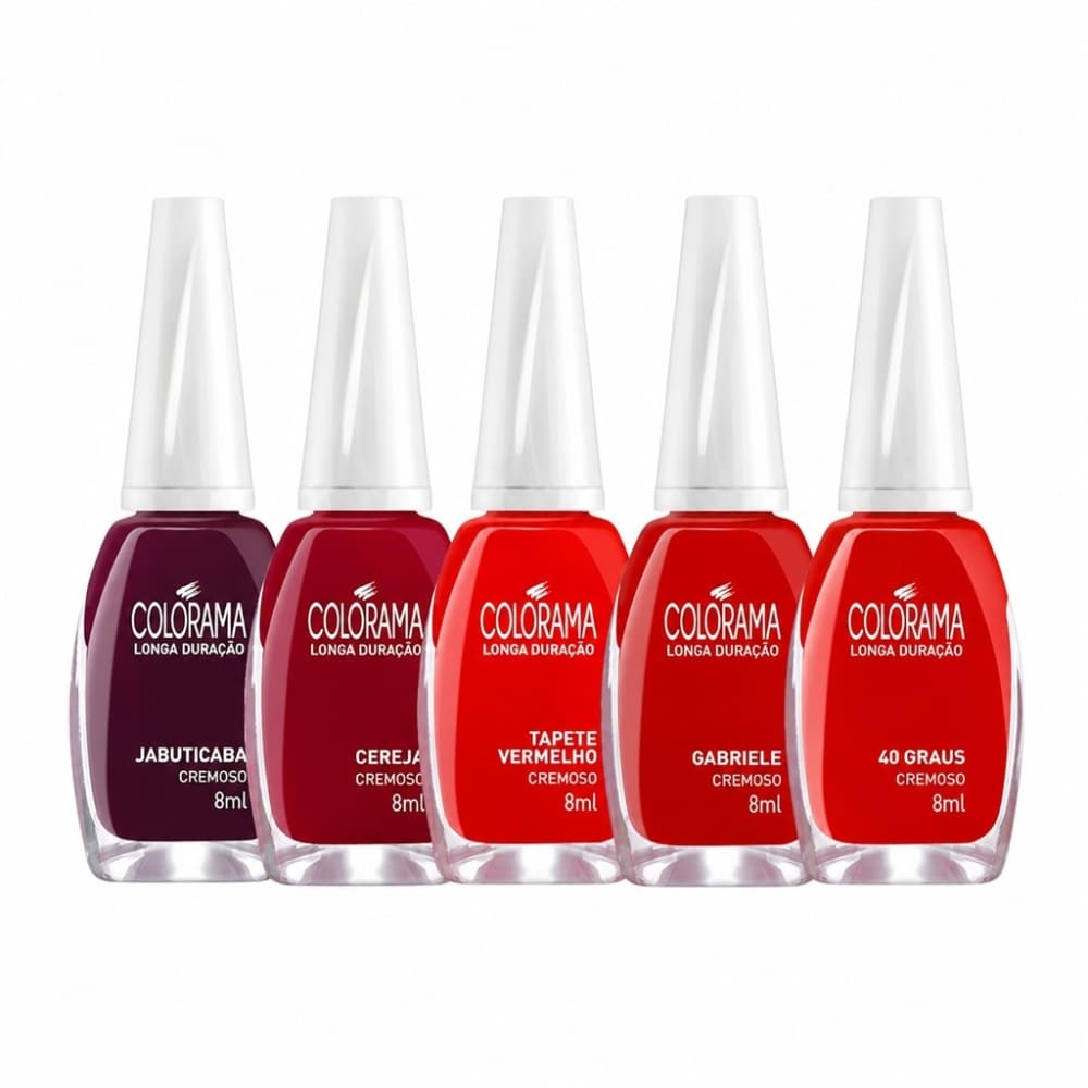 Kit Esmaltes Vermelhos Colorama 5 unidades