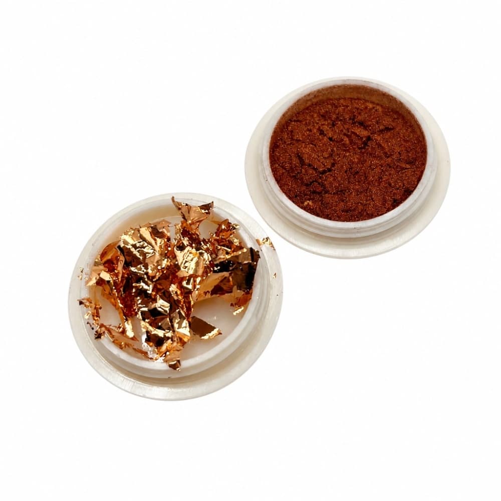 Kit Folha de Ouro e Pó Cromado Bronze 2 unidades
