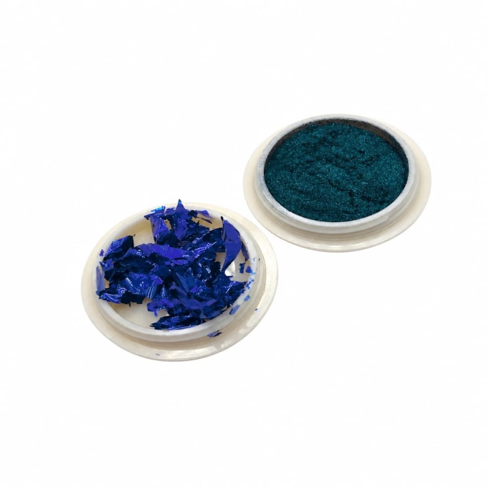 Kit Folha de Ouro e Pó Cromado Azul 2 unidades