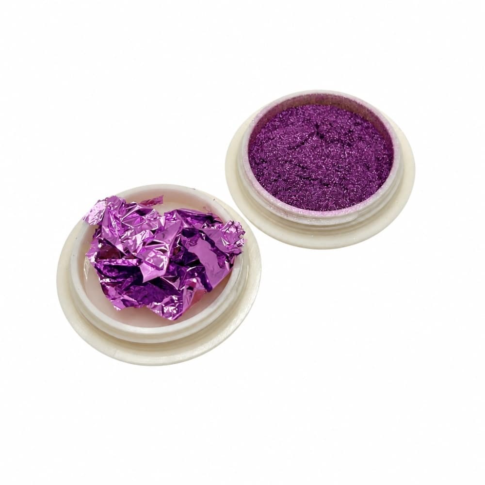 Kit Folha de Ouro e Pó Cromado Roxo 2 unidades